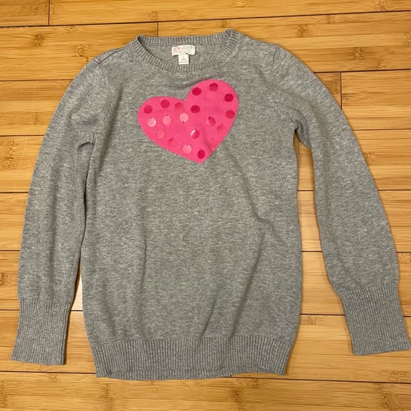 Children’s Place gray with sequined heart sweater. Size L 10/12. - Picture 2 of 7